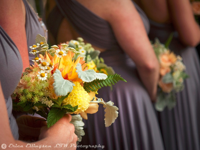 dahlia and wildflower bridesmaid bouquets