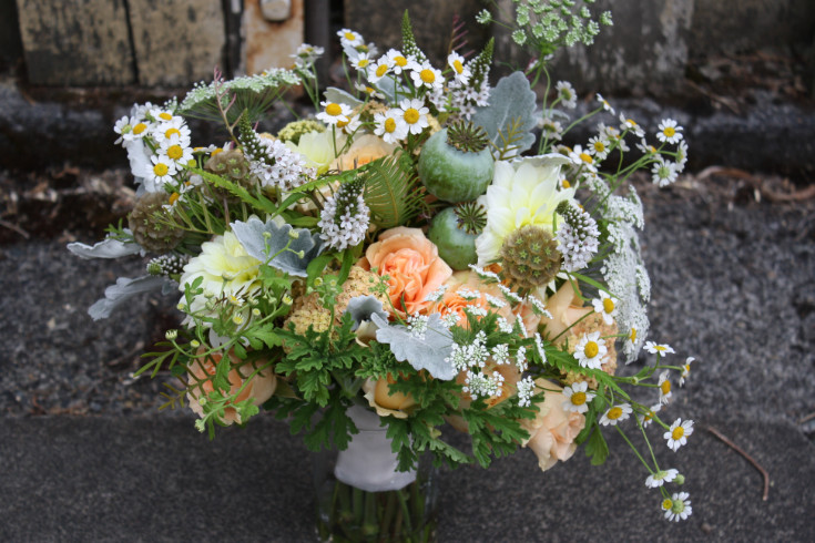 peach wildflower organic bouquet