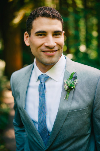 succulent and fern boutonniere