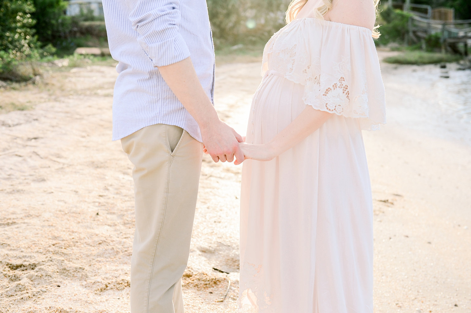 tight crop couple's maternity photo, baby bump image, Saint Augustine Beach, Rya Duncklee