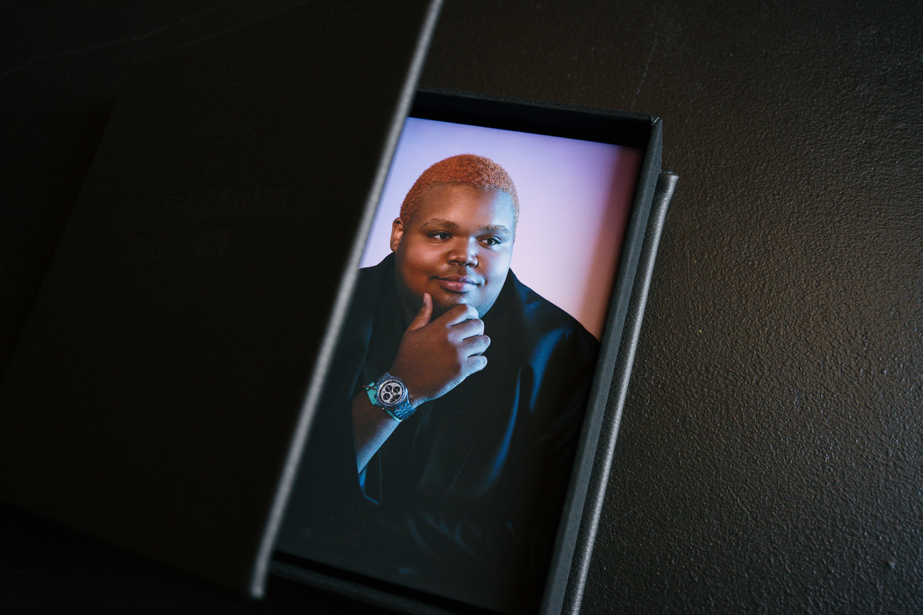 senior guy leather photo album