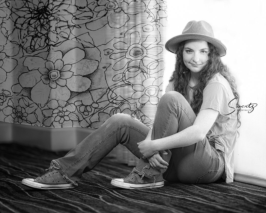 Fine art editorial senior portrait at Buffalo Bayou Park, Conroe TX, spring bluebonnet bloom fine art by Swartz Portraits