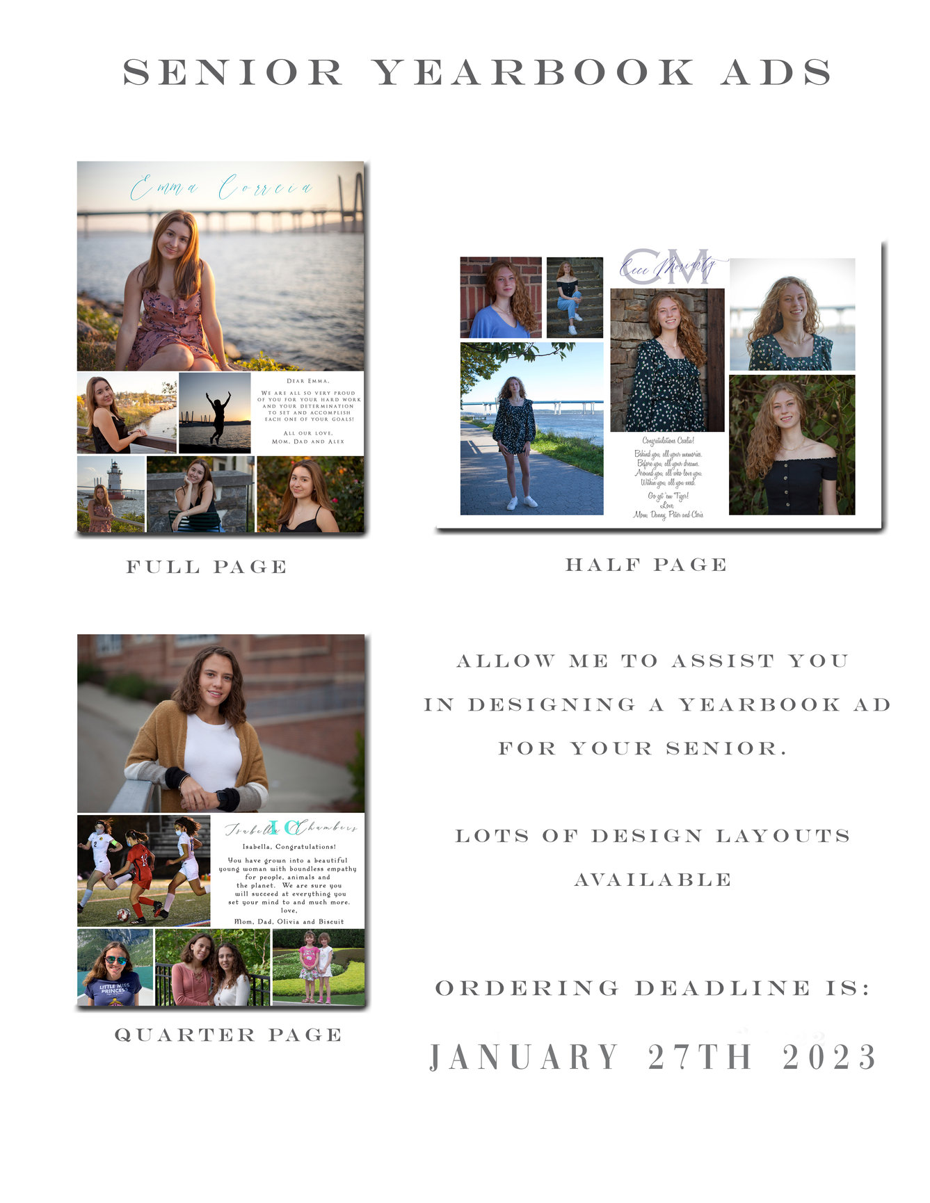 Senior Yearbook Recognition Ads - Debbie Allan Photography