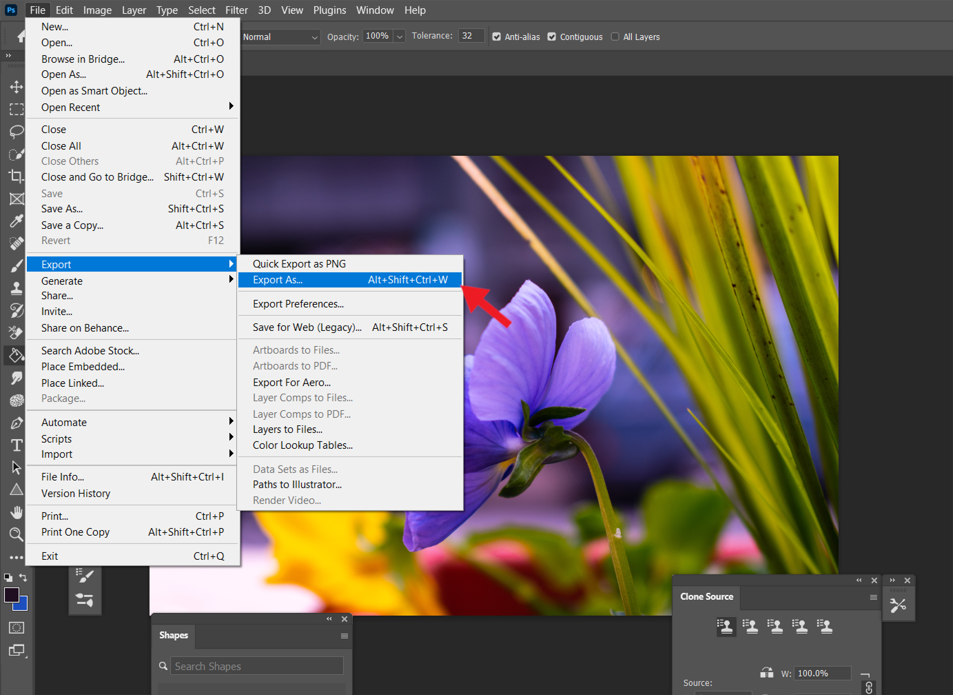 How can I create a PNG with transparency in Adobe Photoshop (CC and  higher)? -