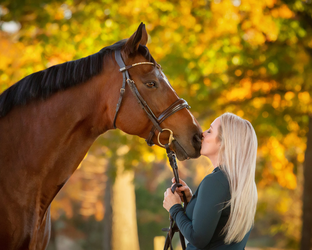 Fall Horse and Rider portrait of a dressage rider in Lexington, Kentucky.