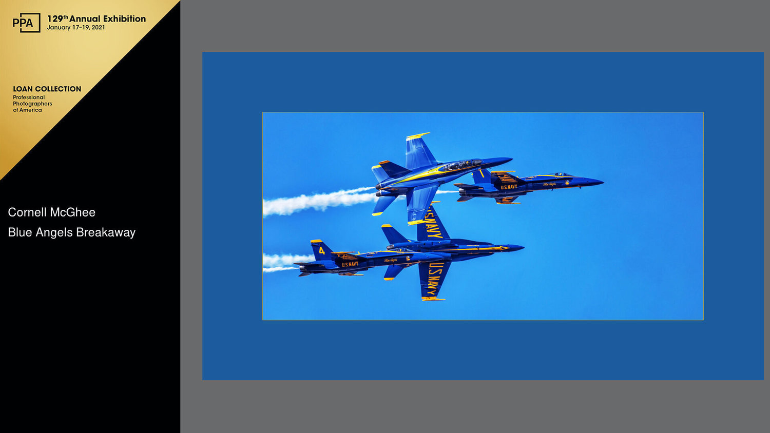 Four Navy Blue Angel Fighter Jets flying