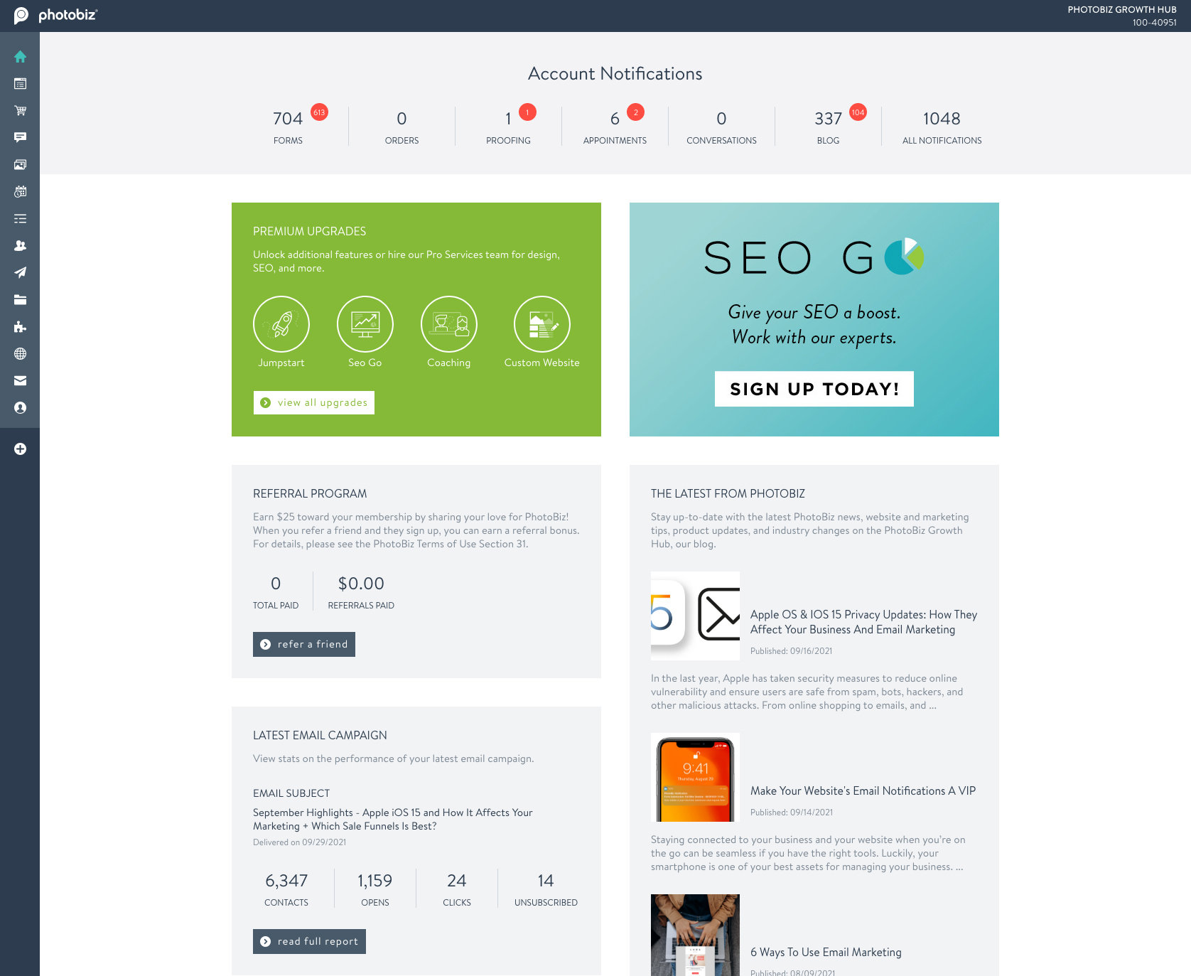Control Panel Updates: Dashboard Redesign + New Progress Bar - PhotoBiz ...