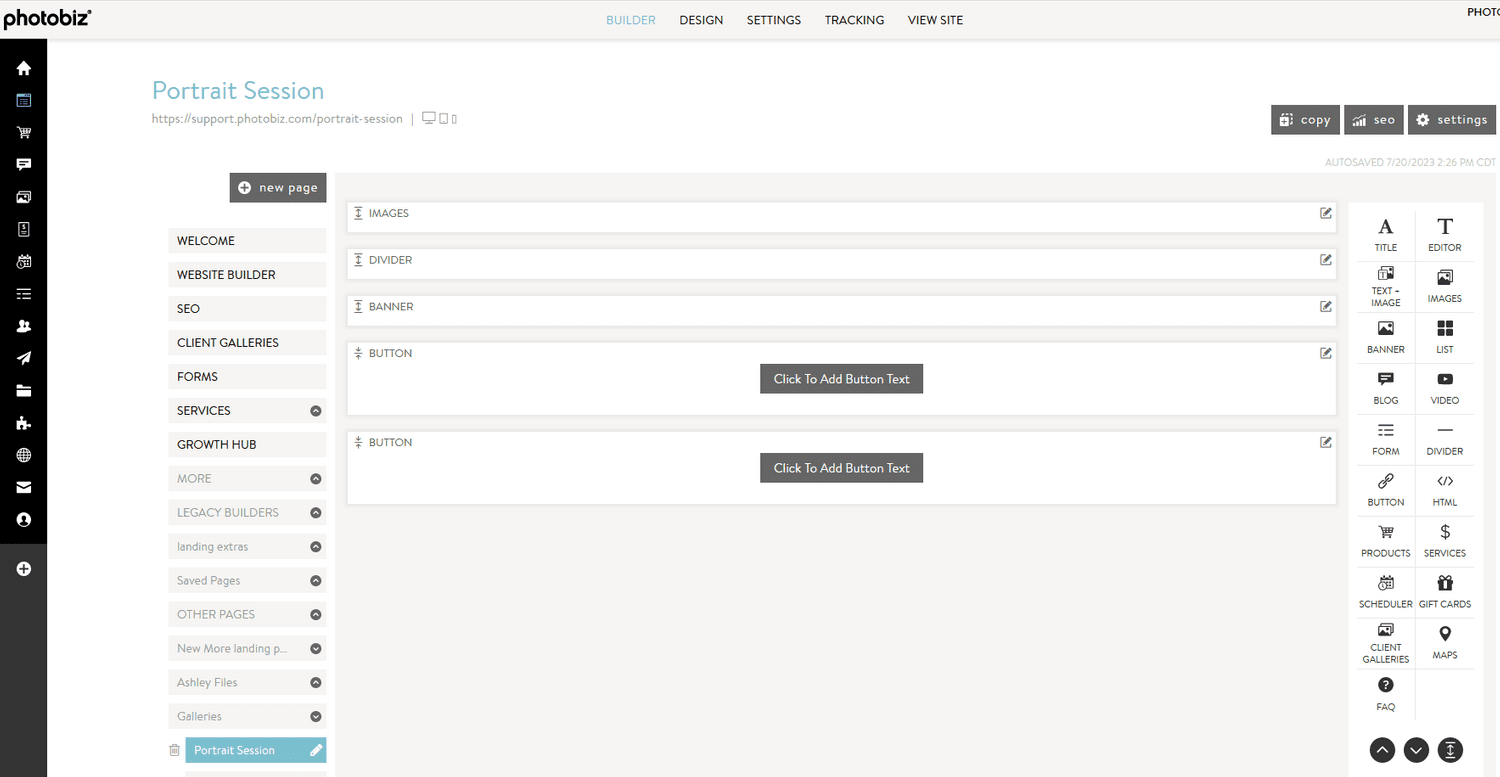 How To Use Website Buttons Side by Side - PhotoBiz Knowledge Base