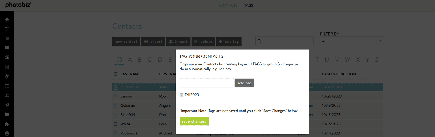 How Do I Add a New Tag To My Contacts? - PhotoBiz Knowledge Base