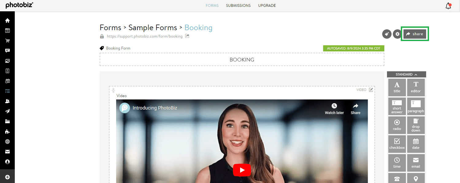 How To View A Form - PhotoBiz Knowledge Base