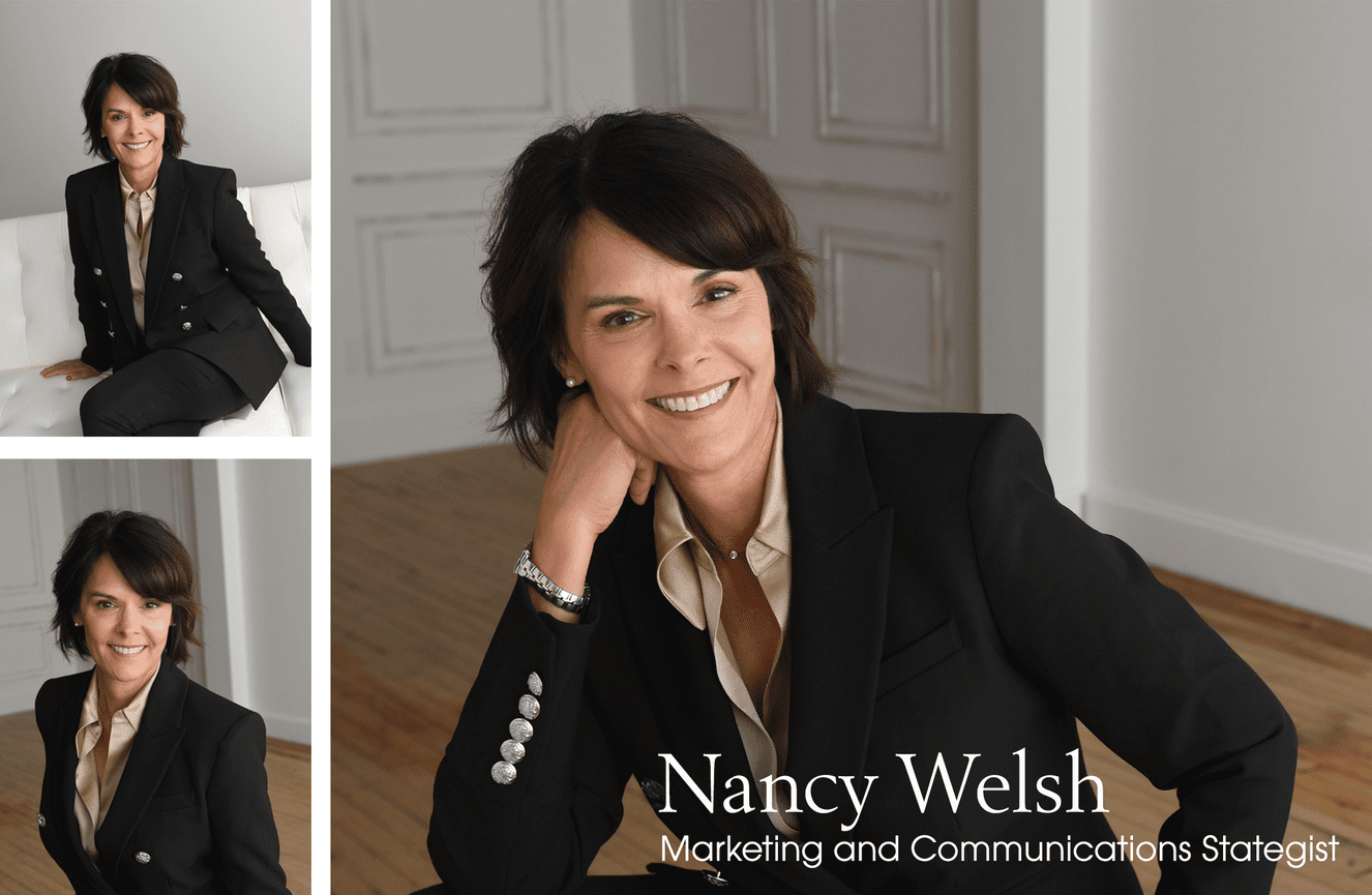 Confident looking headshots at of Nancy, a marketing and communication strategist.