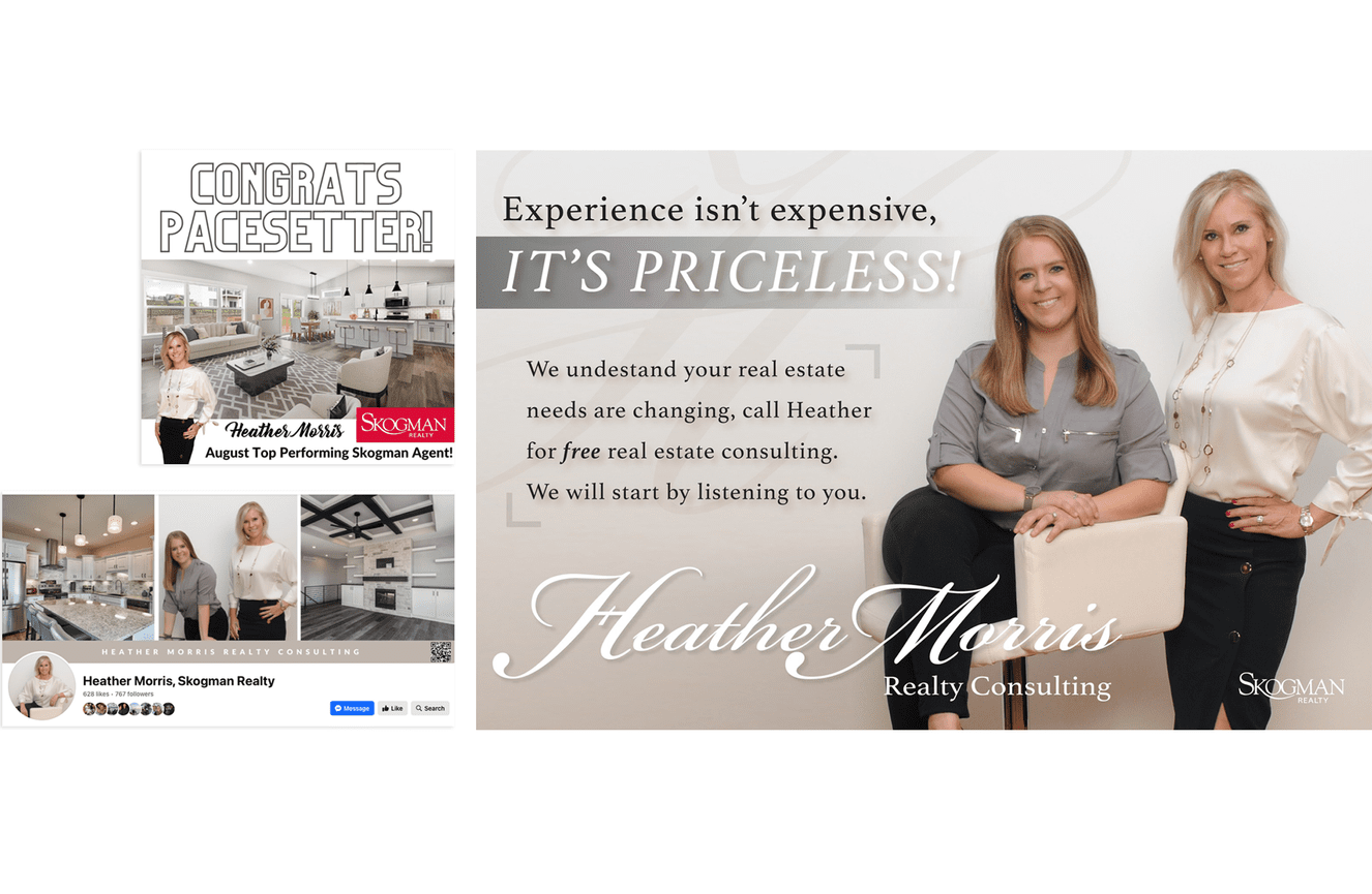 Heather Morris real estate team advertising and social media photos.