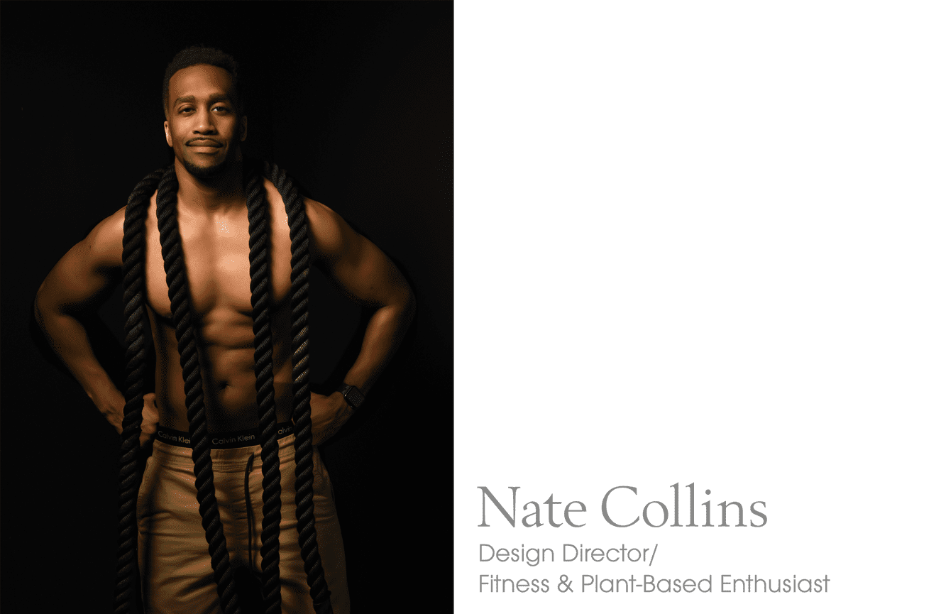 A photo of a male fitness and plant-based enthusiast with his arms on his hips.